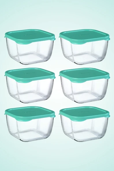 6'lı Snowbox Saklama Kabı Takımı - 275cc - Yeşil Kapaklı ürün görseli 1