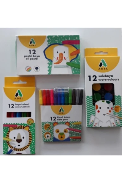 12 Li Boya Seti (KURU BOYA- SULU BOYA- PASTEL BOYA-KEÇELİ BOYA) ürün görseli 1