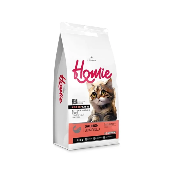 Homie Süper Premium Düşük Tahıllı Mother & Kitten Somonlu Yavru Kedi Maması 1.5 Kg (3ADET) ürün görseli 1