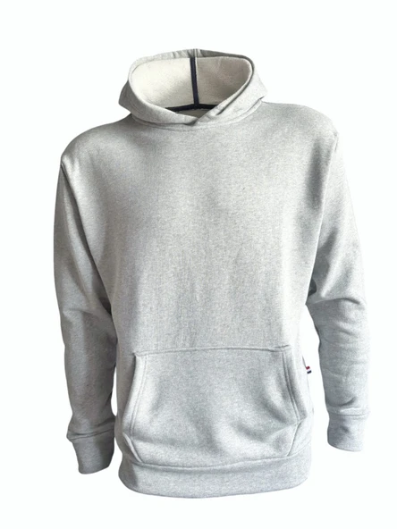 Kapüşonlu Sweatshirt - Gri Melanj ürün görseli 1