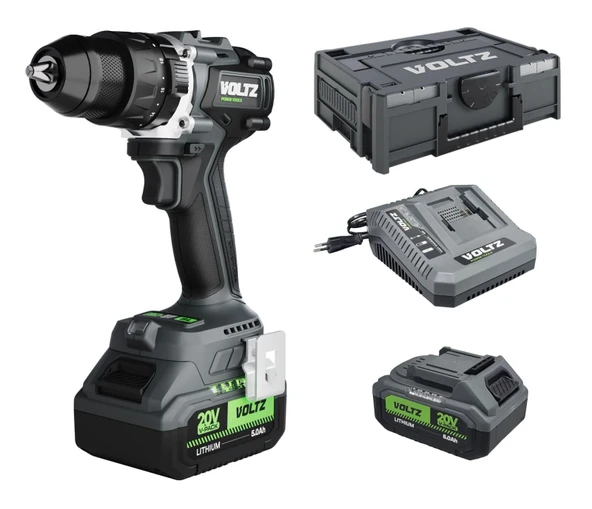 VOLTZ VZDR-20I Kömürsüz Şarjlı Darbeli Matkap 20 Volt 5 Amper Çift Akülü ürün görseli 1