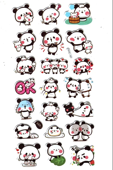 Sticker Kabartmalı Stiker Çıkartma Etiket (XHC167)-18x9 cm- Komik panda ürün görseli 1