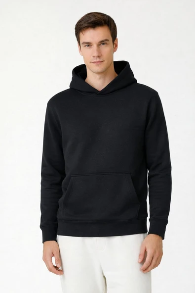 Kapüşonlu Sweatshirt - Siyah ürün görseli 1
