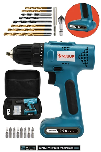 Assur Plus 12V Usb Şarjlı Matkap Vidalama Dahili Batarya ürün görseli 1