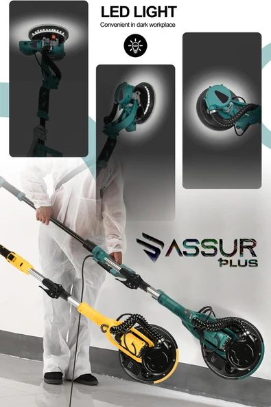 PTTAVM: Assur Plus 850W Alçıpan Duvar Zımpara Makinası 360° Ledli