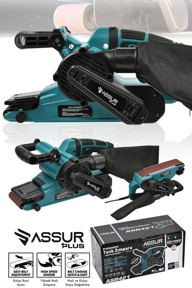 Assur Plus 900W Elektrikli Vakumlu Tozsuz Cila Özellikli Tank Zımpara Makinesi ürün görseli 1