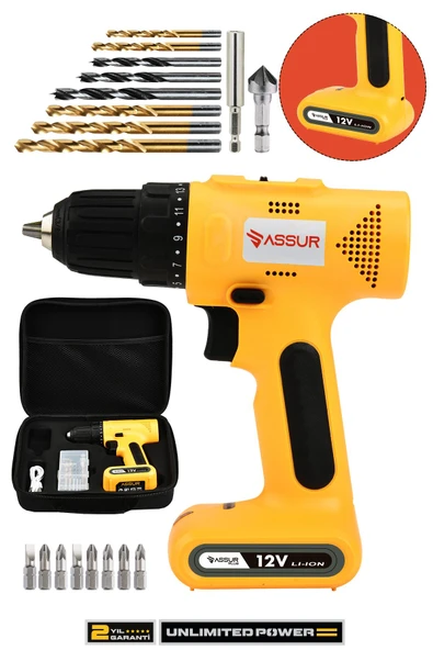 Assur Plus 12V Usb Şarjlı Matkap Vidalama Dahili Batarya ürün görseli 1