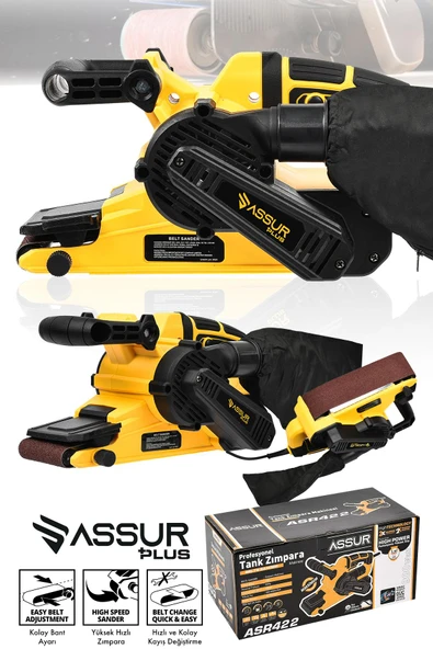 Assur Plus 900W Elektrikli Vakumlu Tozsuz Cila Özellikli Tank Zımpara Makinesi ürün görseli 1