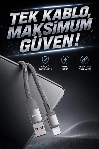 Şarj Kablosu Usb to Lightning Data Kablo U18 Gri - Resim 2