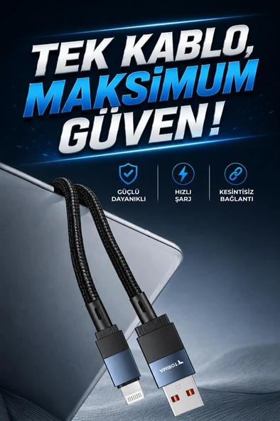 Şarj Kablosu Usb to Lightning Data Kablo U18 Siyah - Resim 2