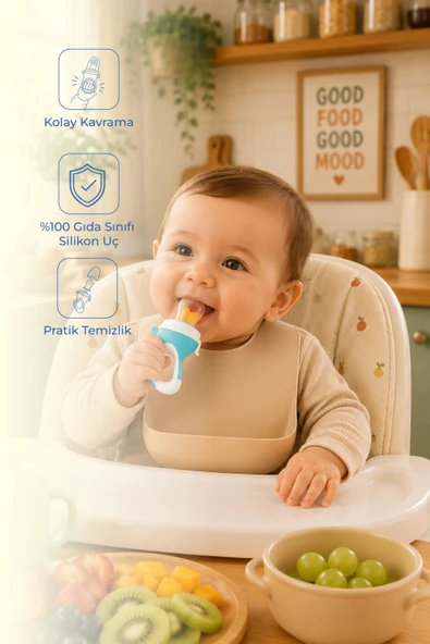 Babyjem Silikon Yumuşak Uçlu Meyve Süzgeçi Sebze Emziği Mavi ürün görseli 1