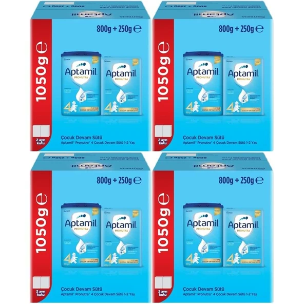 Nutrıcıa Aptamil Pronutra 1050GR (800+250GR) Devam Sütü No:4 (1 Yaş ve Üzeri) Avantaj Pk (4 Lü Set) ürün görseli 1