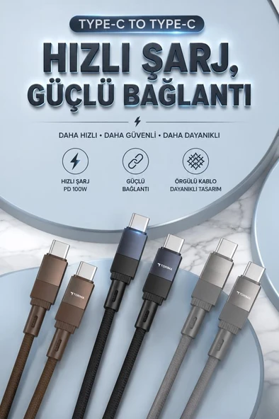 Şarj Kablosu Type-C to Type-C Data Kablo U18 Siyah - Resim 5