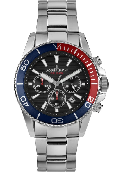 Jacques Lemans Liverpool JL.1-2206J Quartz Çelik Gri Siyah Kadran 20 ATM 41 mm Erkek Kol Saati ürün görseli 1