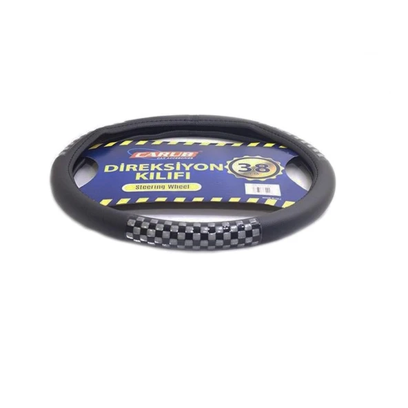 Direksiyon Kılıfı 38cm Siyah-Silver Damalı Fosfor ürün görseli 1