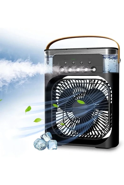 Taşınabilir Işıklı 5 Spreyli Vantilatör Buzlu Buharlı Vantilatör Mini Fan Nemlendirici ürün görseli 1