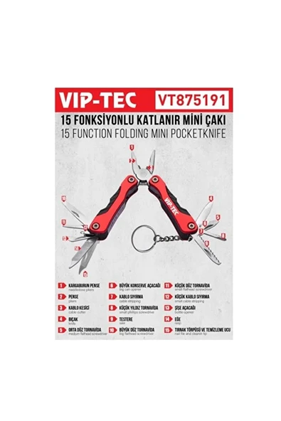 15 Fonksiyonlu Katlanır Mini Multitool Çakı - Resim 2