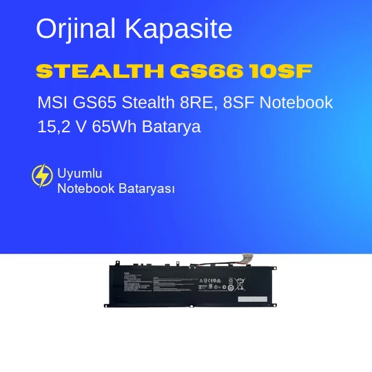MSI Stealth GS75 10SGS-064 Notebook 15,2 V 65Wh Batarya – Orjinal Uyumlu, Yüksek Performanslı ürün görseli 1