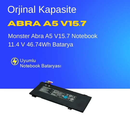 Monster Abra A5 V15.7 Notebook 11.4 V 46.74Wh Batarya – Orjinal Uyumlu, Yüksek Performanslı ürün görseli 1