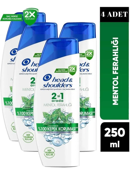 Head&Shoulders Şampuan 2in1 Mentol Ferahlığı 250 Ml 4 Adet ürün görseli 1