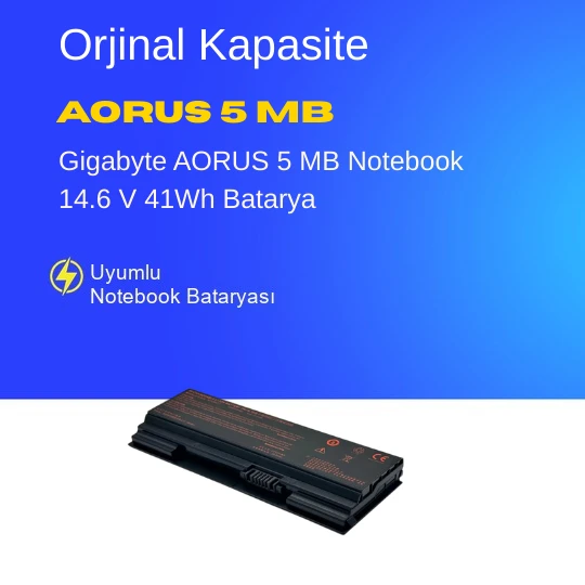 Gigabyte AORUS 5 MB Notebook 14.6 V 41Wh Batarya – Orjinal Uyumlu, Yüksek Performanslı ürün görseli 1