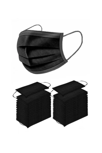 Artımed 3 Katlı Full Ultrasonic Cerrahi Maske Telli Siyah 50'li ürün görseli 1