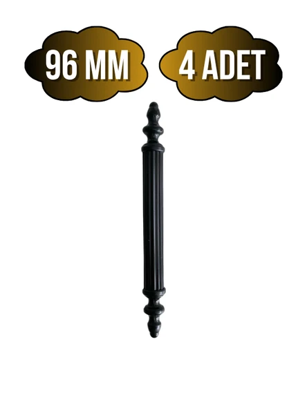 Plastik Siyah Kulp Mobilya ve Dolap Kulpu(SİYAH)(96MM - 128MM - 160MM) Siyah 96mm 96mm - 4 ADET ürün görseli 1