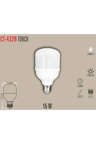 15W LED Ampul E27 Beyaz Işık - Resim 2