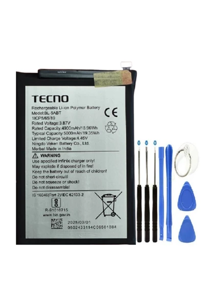 Tecno Spark 30 Pil Batarya BL-5ABT + Tamir Seti Hediyeli ürün görseli 1