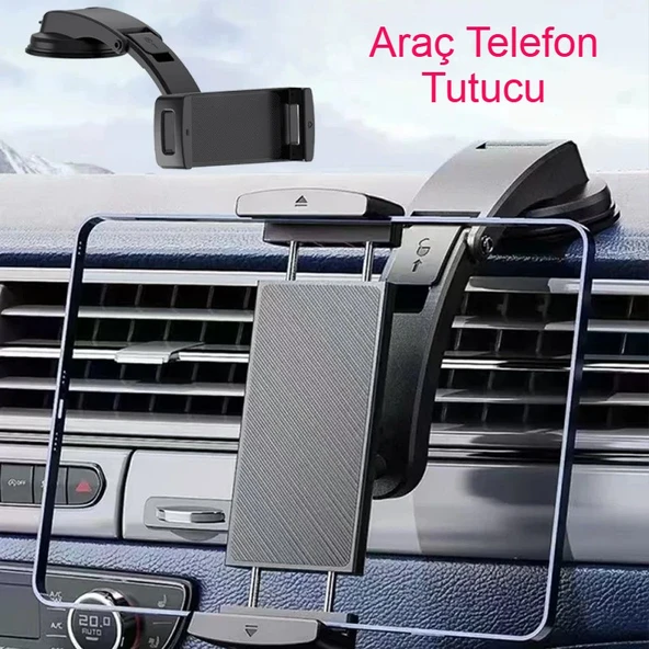 Araç içi telefon tablet tutucu silikon güçlü vantuz ayarlanabilir kaymaz evrensel uyum ürün görseli 1