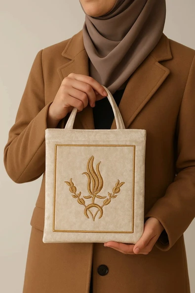 Çeyizlik Kuran Çantası, Terlik Çantası Cappucino ürün görseli 1