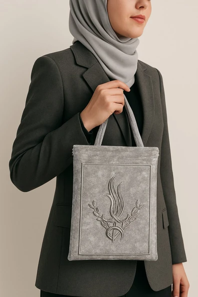Çeyizlik Kuran Çantası, Terlik Çantası Gri ürün görseli 1