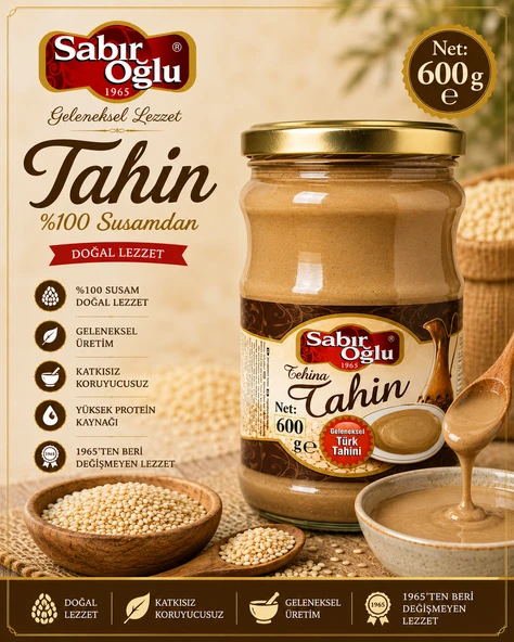 Sabıroğlu Tek Kavrulmuş Çiğ Beyaz Tahin 600 gr ürün görseli 1