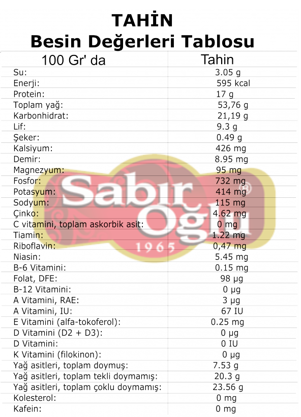 SABIROĞLU 1000 GR BOZKIR TAHİNİ - Resim 2
