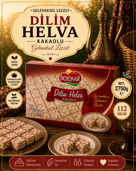 SABIROĞLU 2750 GR HELVA DİLİM KUTU KAKAO ürün görseli 1