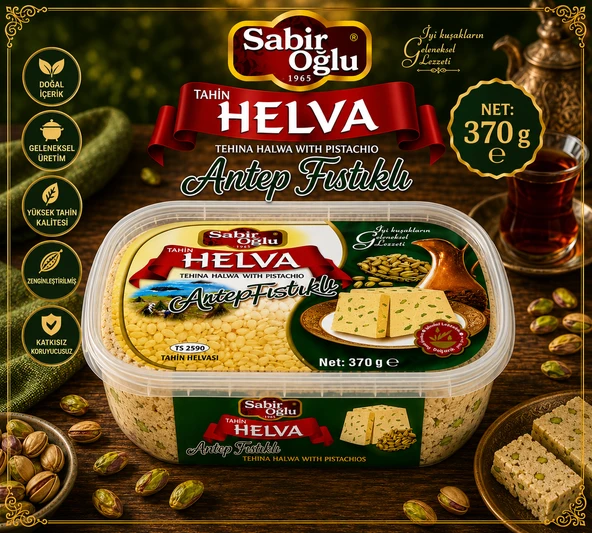 SABIROĞLU 370 GR HELVA PLS KUTU FISTIKLI ürün görseli 1