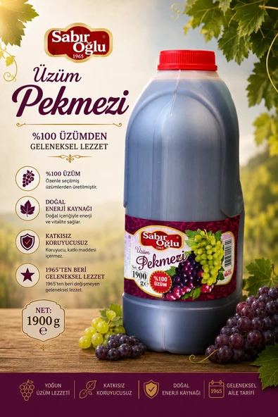 SABIROĞLU 1900 GR PEKMEZ ÜZÜM PEKMEZİ PLS BİD ürün görseli 1