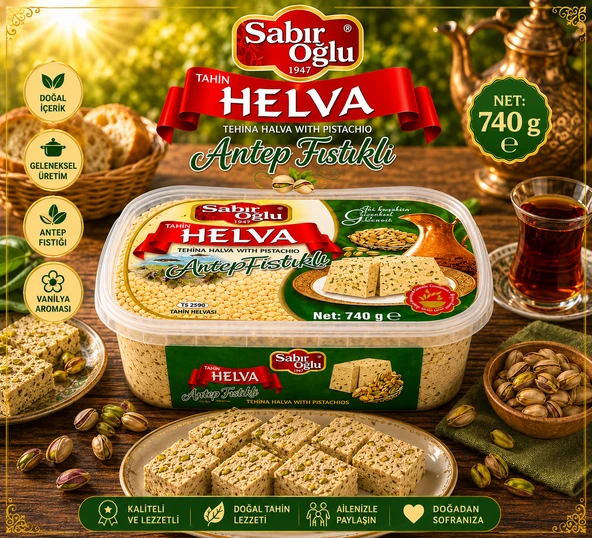 SABIROĞLU 740 GR HELVA PLS KUTU FISTIKLI ürün görseli 1