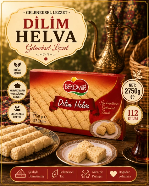 SABIROĞLU 2750 GR HELVA DİLİM KUTU SADE ürün görseli 1
