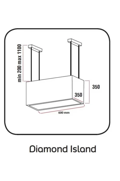 Diamond Beyaz Ada Davlumbaz - Resim 2