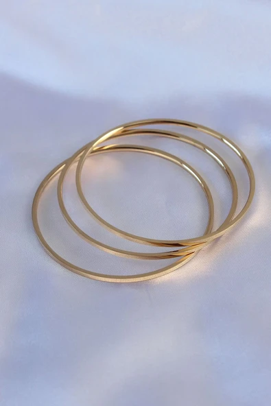 316L Çelik Gold Renk  Ajda Model Kadın 60 mm Bilezik - TJ-BB5360 ürün görseli 1