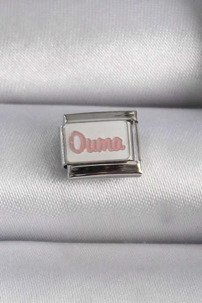 316L Çelik Gümüş Renk Beyaz Pembe Ouma İşlemeli Nomination Charm - TJ-BC1027 ürün görseli 1
