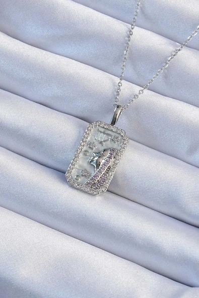 316L Çelik Zincir Gümüş Renk Zirkon Taşlı Yüz Figürlü Tarot Kolye - TJ-BKO9240 ürün görseli 1