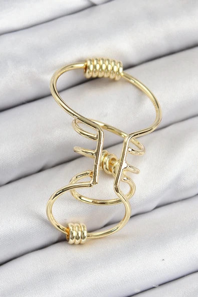 Pirinç Halkalı Model Gold Renk Kıkırdak Küpe - TJ-BKP11060 ürün görseli 1