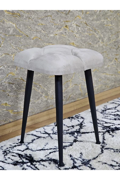 Kare Siyah Boyalı Konik Ayaklı Tabure - Oturak - Bar Taburesi - Ayaklı Tabure Krem Renk 48 x 33 Boyut/Ebat ürün görseli 1