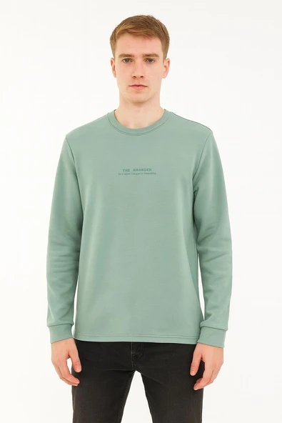 Erkek Slim Fit Uzun Kol Sıfır Yaka Sweatshırt-7390 ürün görseli 1