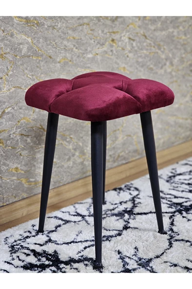 Kare Siyah Boyalı Konik Ayaklı Tabure - Oturak - Bar Taburesi - Ayaklı Tabure Bordo Renk 48 x 33 Boyut/Ebat ürün görseli 1
