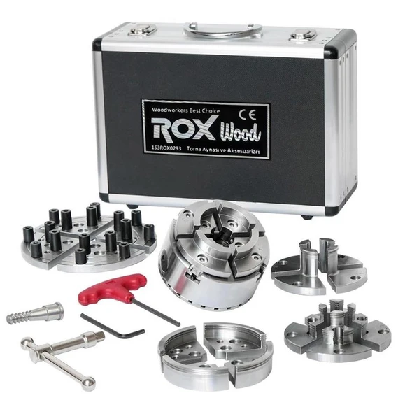 Rox Wood 0293 4 Çeneli Ahşap Torna Aynası ve Aksesuarları 6 Parça ürün görseli 1