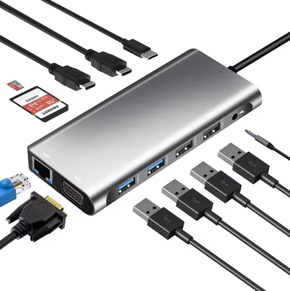 ZR610 Type-C 12 İn 1 Çift Hdmı ürün görseli 1