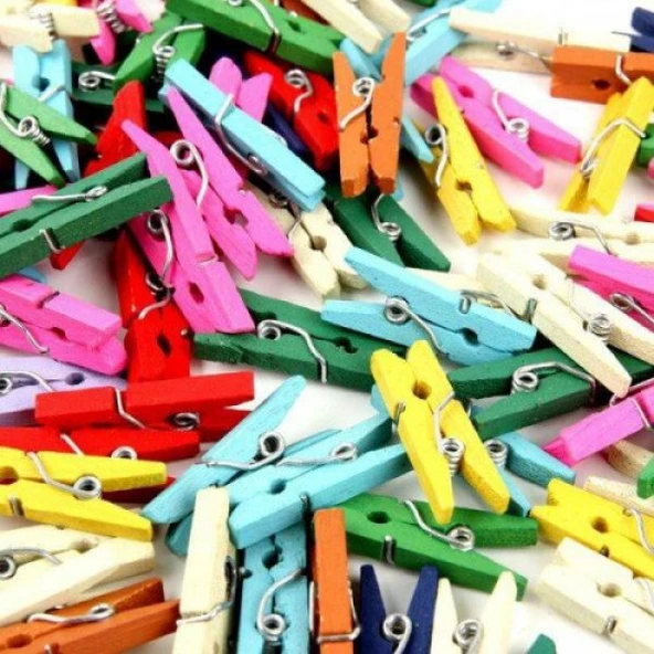 50'li Renkli Ahşap Mandal 3.5cm (10'lu Paket-500 Adet) ürün görseli 1